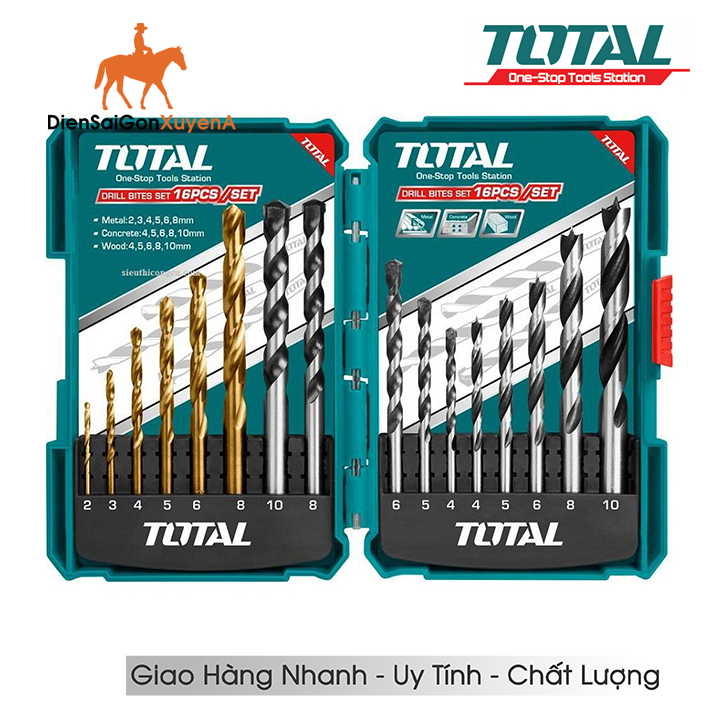 Total bộ 16 mũi khoan sắt bê tông gỗ total tacsd6165 akd9165 - điện sài gòn xuyên á
