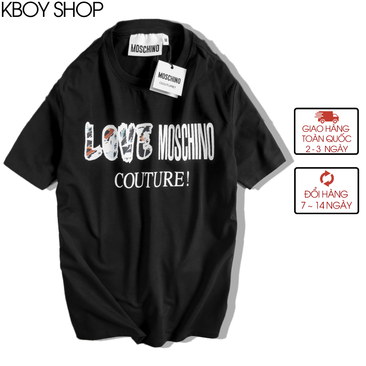 Áo Thun Unisex Moschino - Áo phông ulzzang 100% Cotton Trắng Đen tay ngắn nam nữ mặc đẹp - V102
