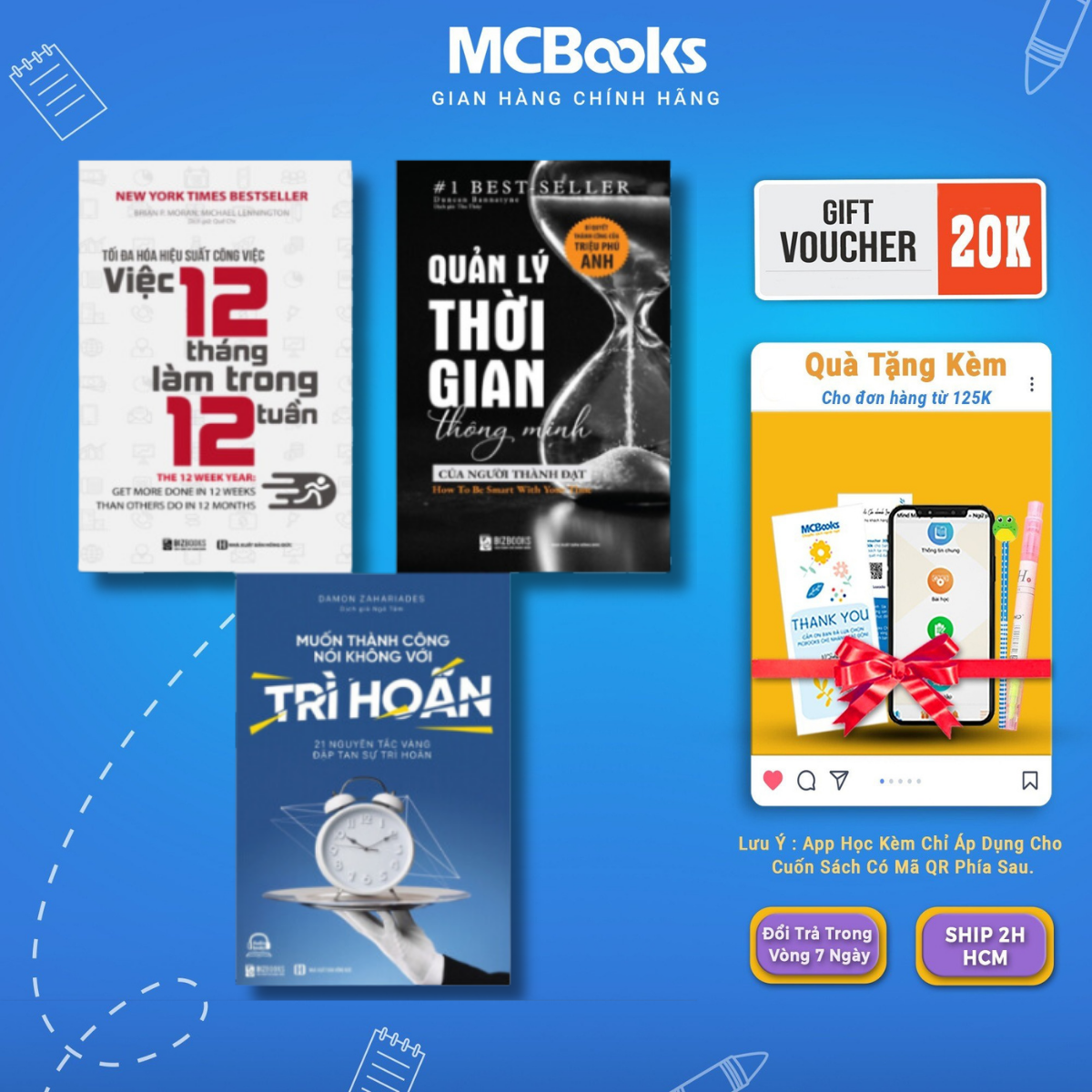 Sách - Combo 3 cuốn Quản Lý Thời Gian - Muốn thành công nói không với trì hoãn - Tối Đa Hoá Hiệu Suất Công Việc - McBooks