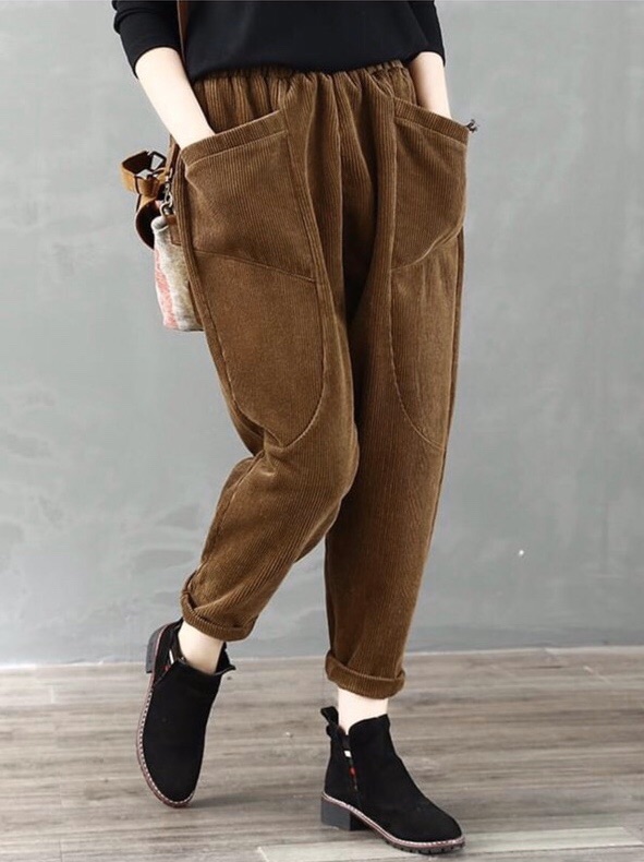 Quần nhung tăm dáng thụng