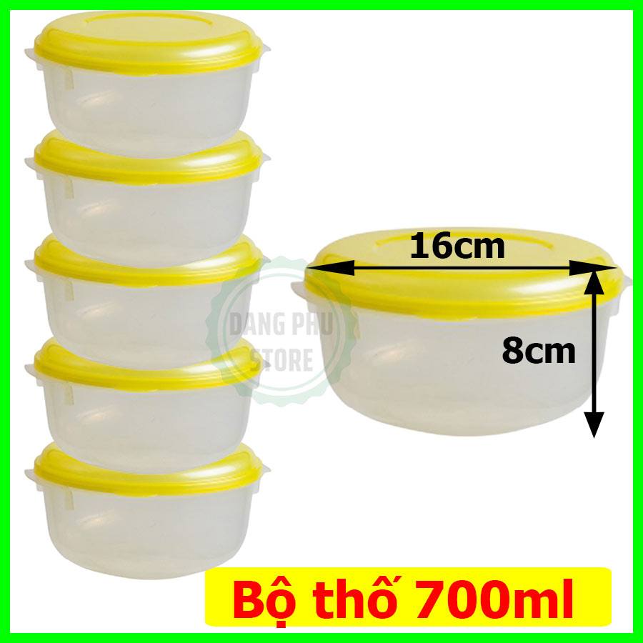 Combo 5 Thố nhựa, hộp nhựa đựng thực phẩm dung tích 700 ml - Màu ngẫu nhiên- THO-01