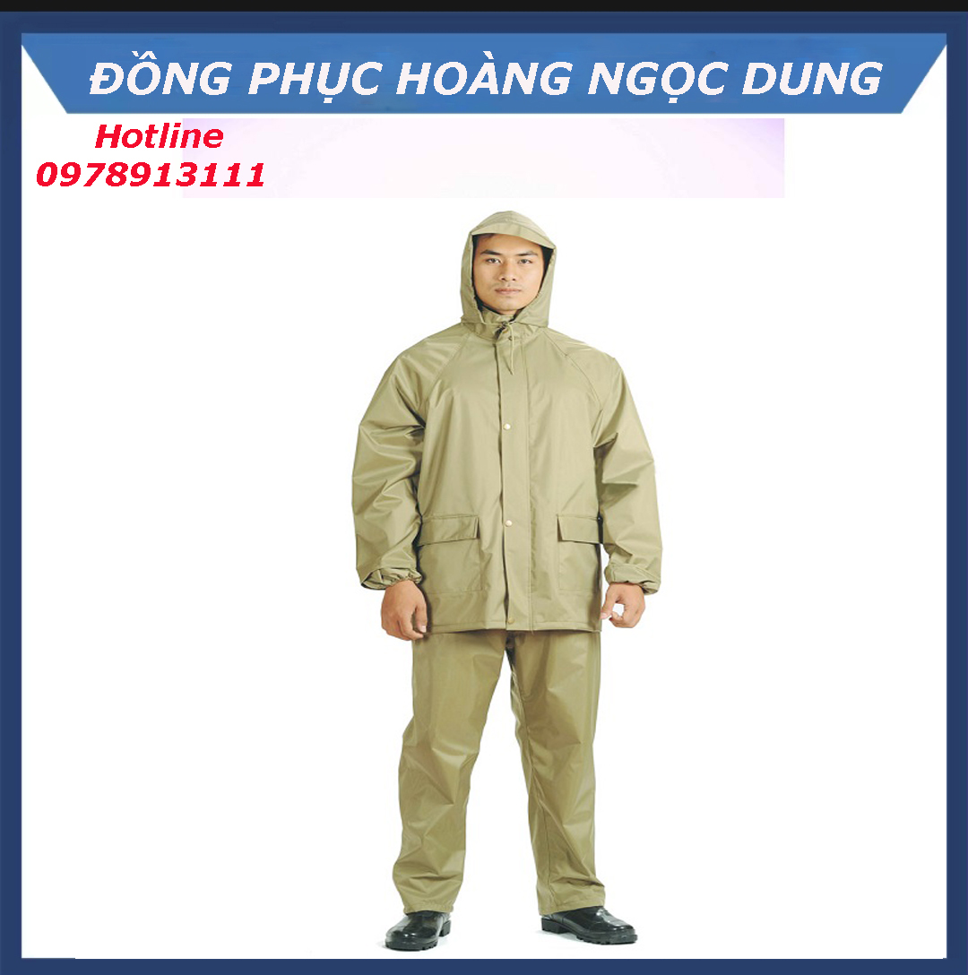 Áo mưa bộ quân nhu vải dù, bộ quần áo đi mưa chống thấm nước