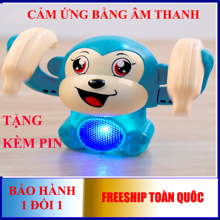 Đồ chơi khỉ nhào lộn có đèn và nhạc vui nhộn cho bé yêu cảm ứng chuyển động bằng âm thanh