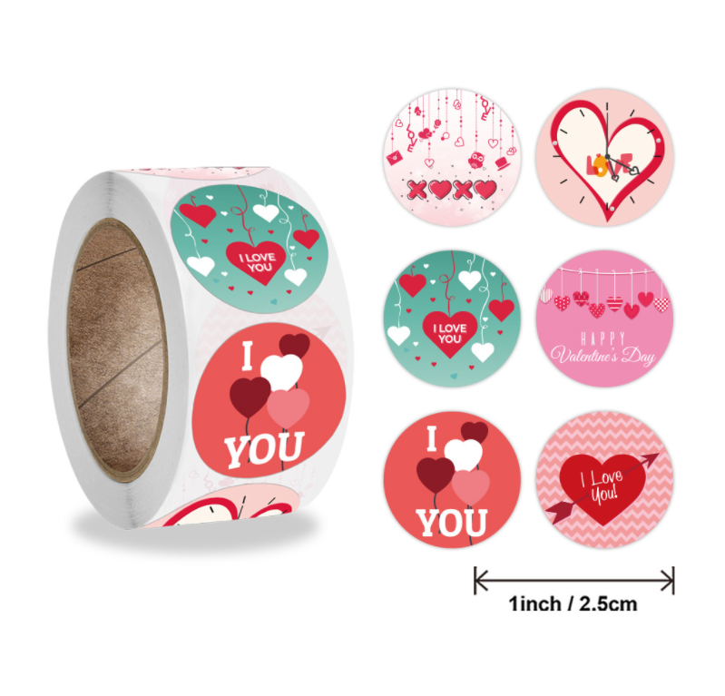 Cuộn 500 stick STICKER HAPPY VALENTINE DAY Nhãn dán STICK063
