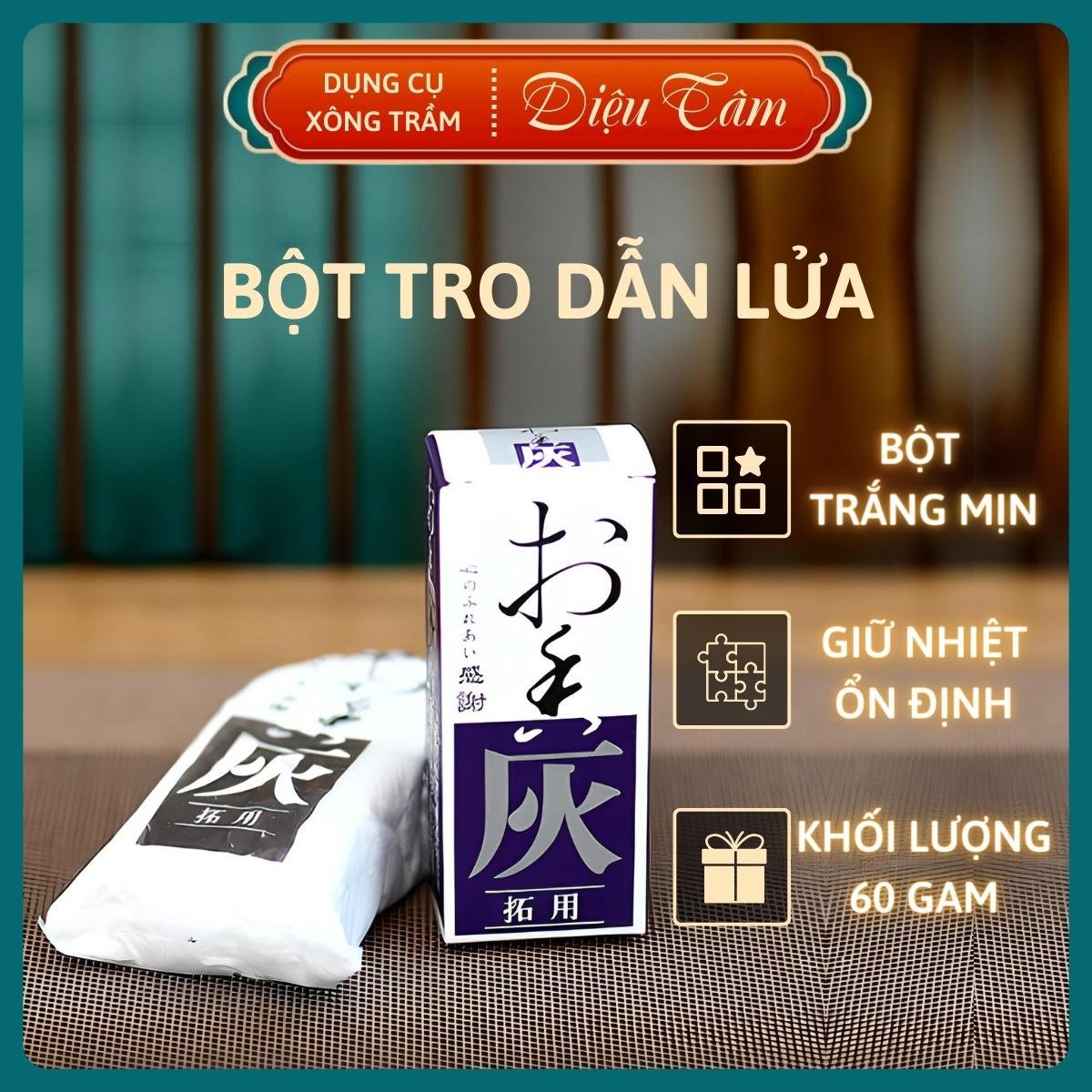 Đồ thờ cúng, lư đồng- Bột dẫn lửa đốt trầm bột, bột phong thủy, đồ thờ cúng, phụ kiện xông trầm hương Diệu Tâm