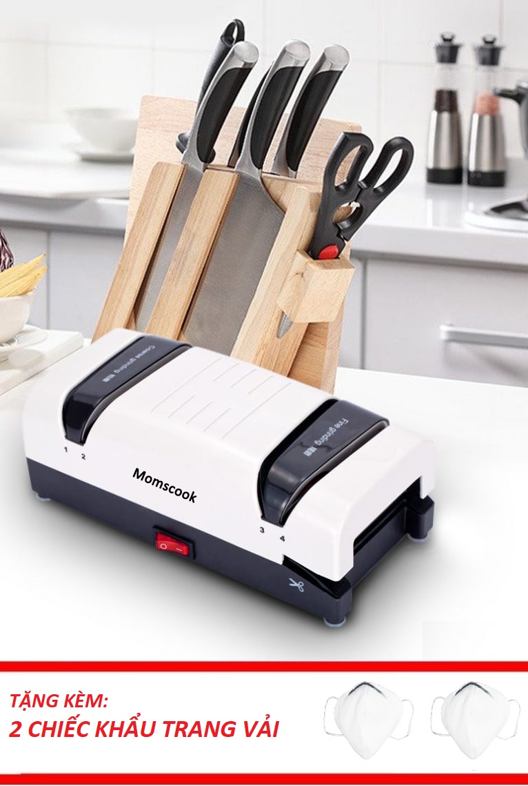 Máy mài dao kéo bằng điện momscook tặng kèm 2 viên đá mài