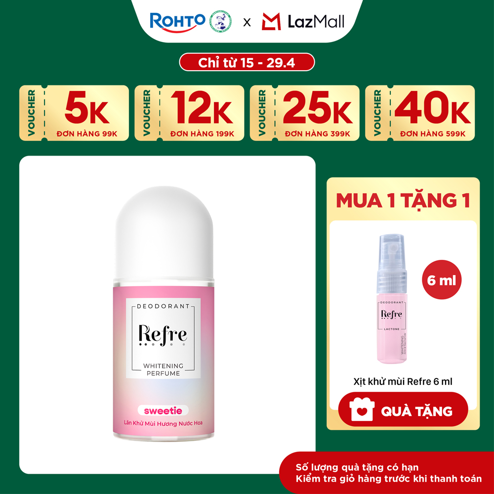 Lăn khử mùi dưỡng trắng hương nước hoa Refre Whitening Perfume Sweetie Hương Ngọt Ngào (40ml)