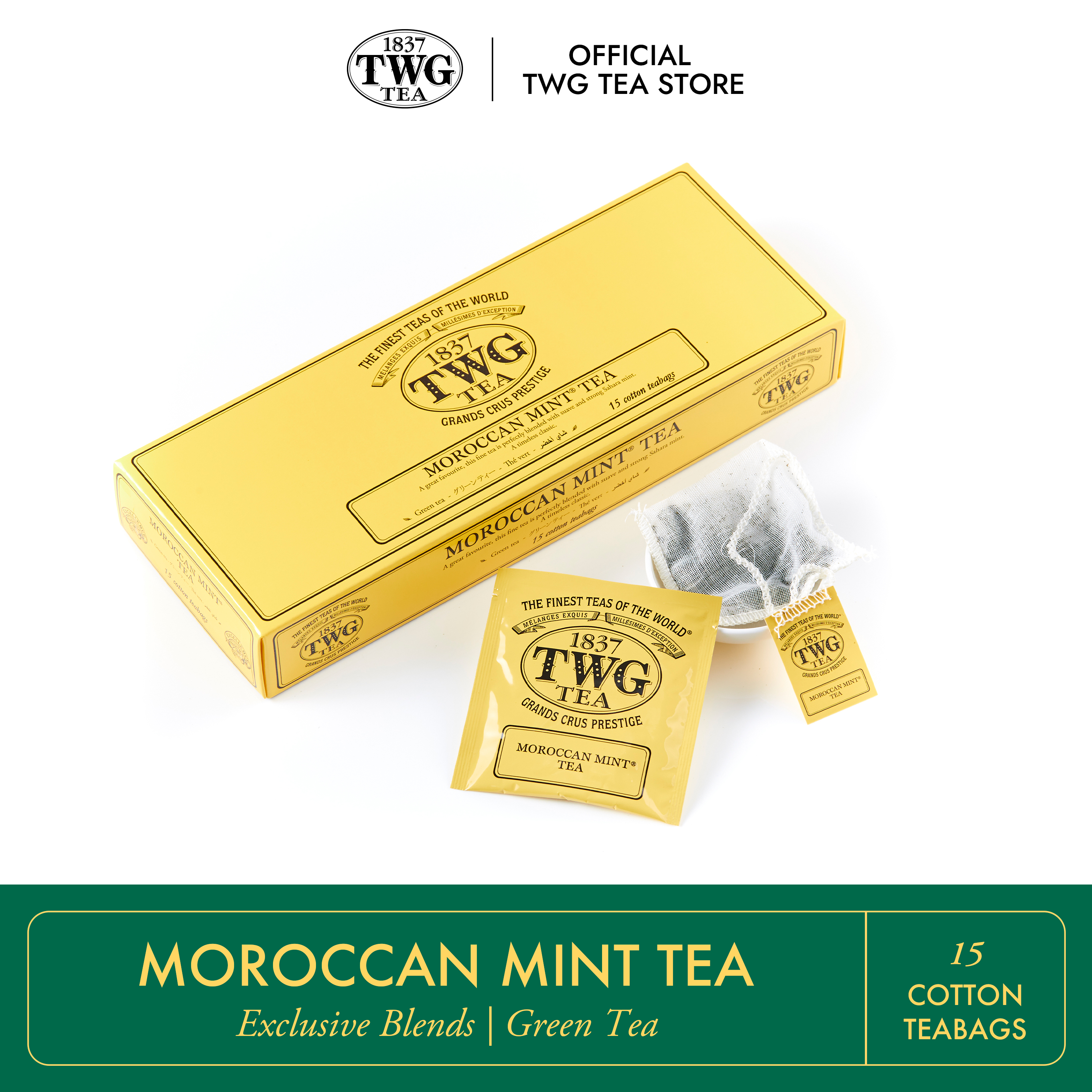 Trà TWG Tea - Moroccan Mint Tea (2.5g x 15 túi lọc) | Trà Xanh