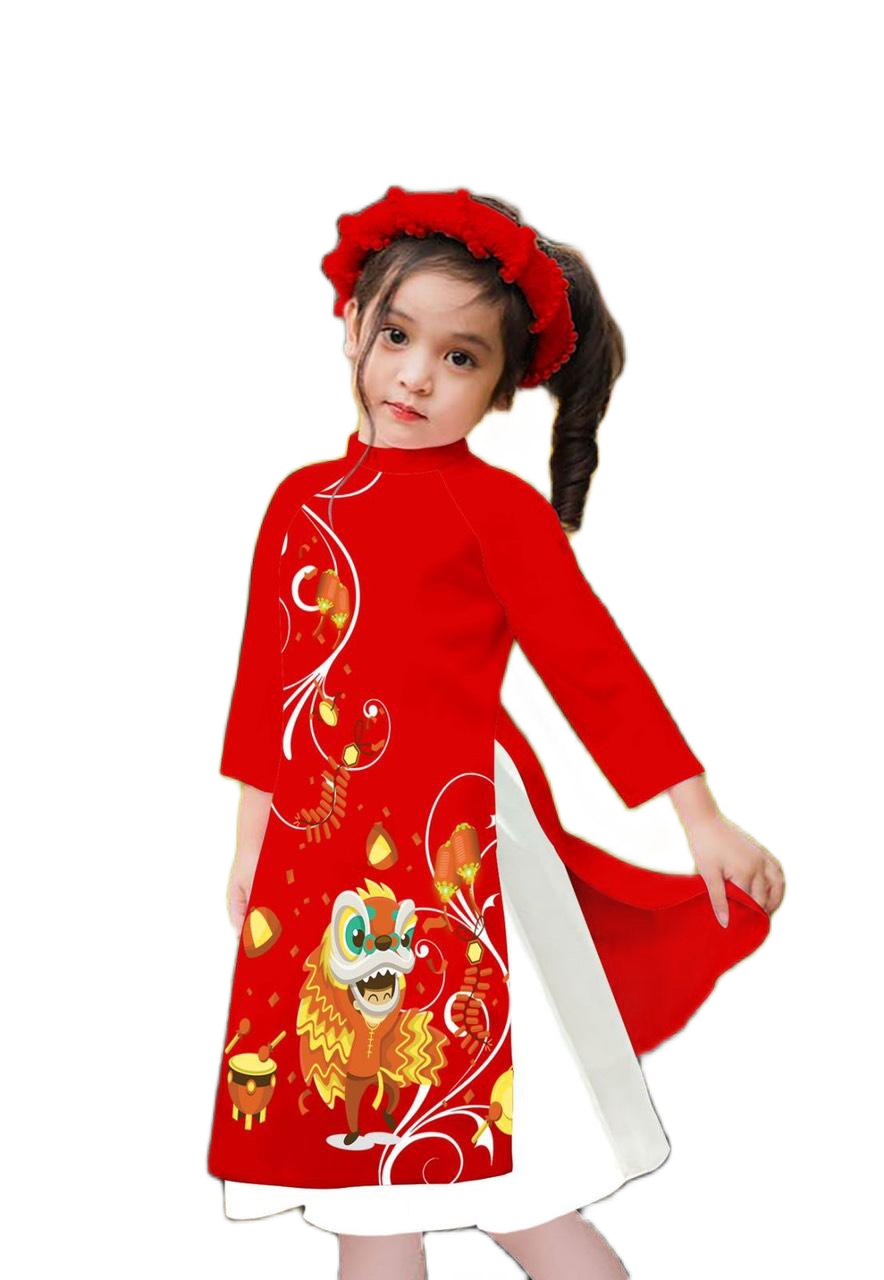 [HCM]Áo Dài Bé Gái Áo Dài Cách Tân Bé Gái Đón Tết Xinh Xắn Áo Dài Em Bé Từ 9kg Đến 35kg