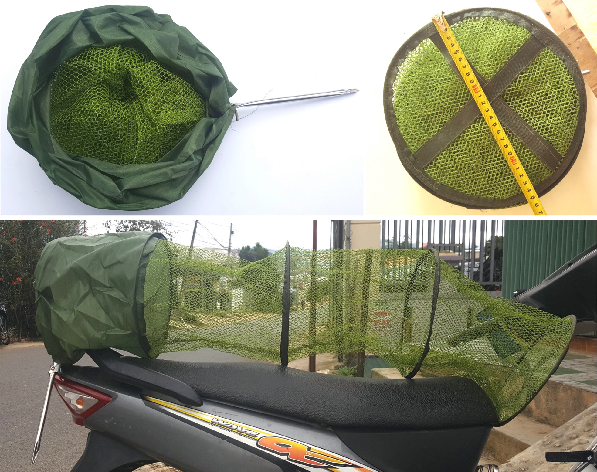 Giỏ lưới câu cá. Túi đựng cá. Nhốt cá. Rộng 25cm, sâu 1,2 mét