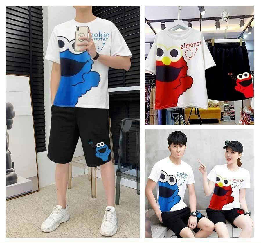 Set bộ áo thun quần đùi nam nữ, chất liệu thun cotton co giãn thoáng mát mặc nhà ,dạo phố thích hợp.tp