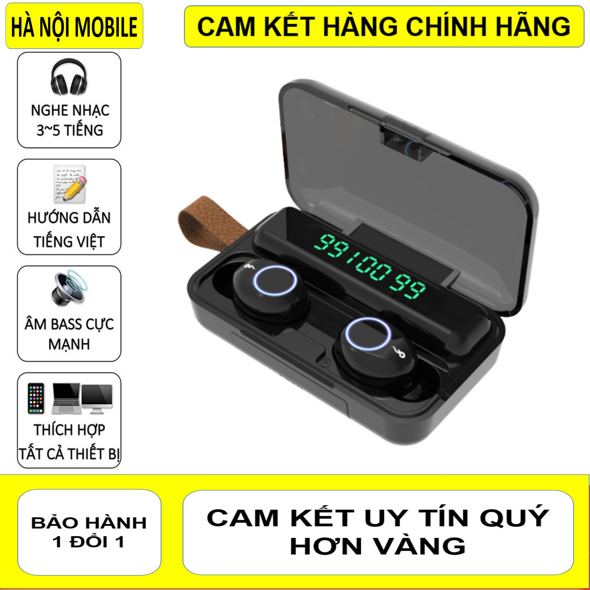 Tai Nghe Bluetooth F9D Pro Max 2020, Chống Nước, Chống Ồn, Âm Thanh HiFi, Tương Thích Mọi Dòng Điện Thoại Android & IOS