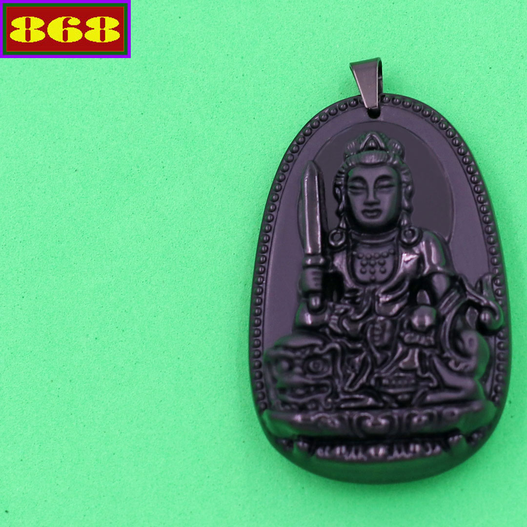 Mặt phật văn thù bồ tát thạch anh đen 3.6 cm metaeb8 - tuổi mão