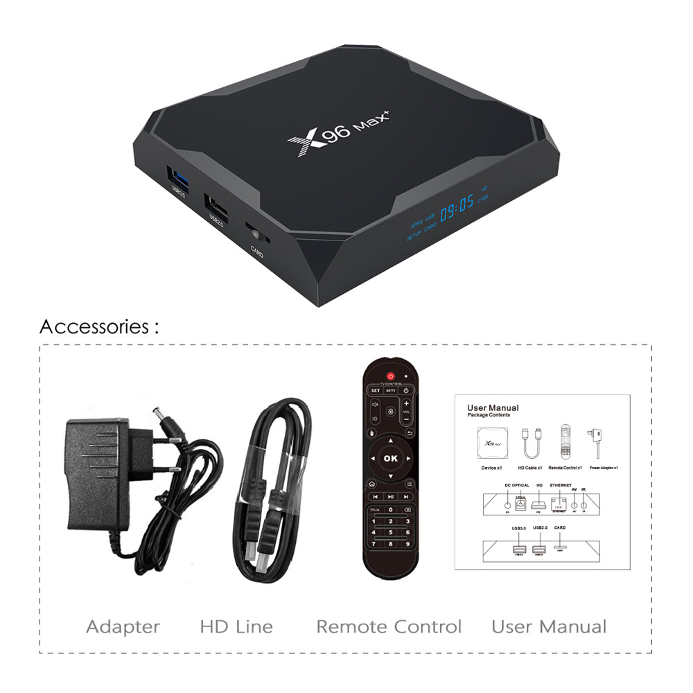Sản phẩm mới: hộp tv box android x96max + set-top box s905x3 wifi gigabit mạng bluetooth 8k; ram 4g; rom 32g