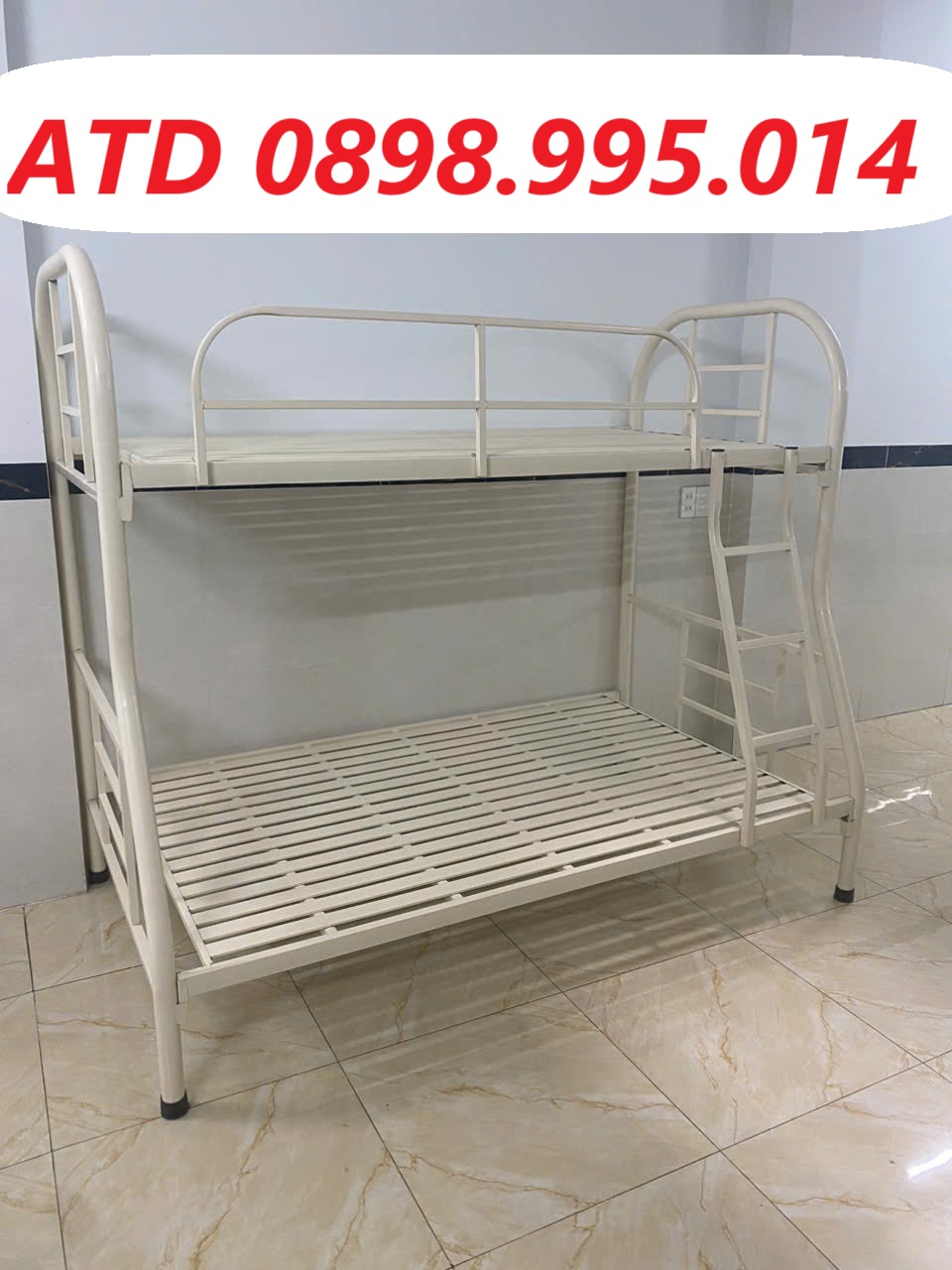 Giường 2 tầng bằng sắt cho người lớn cao cấp 80cm-1m-1m2-1m4-1m6 dài 2m lắp ráp nhanh hình thực tế 100%