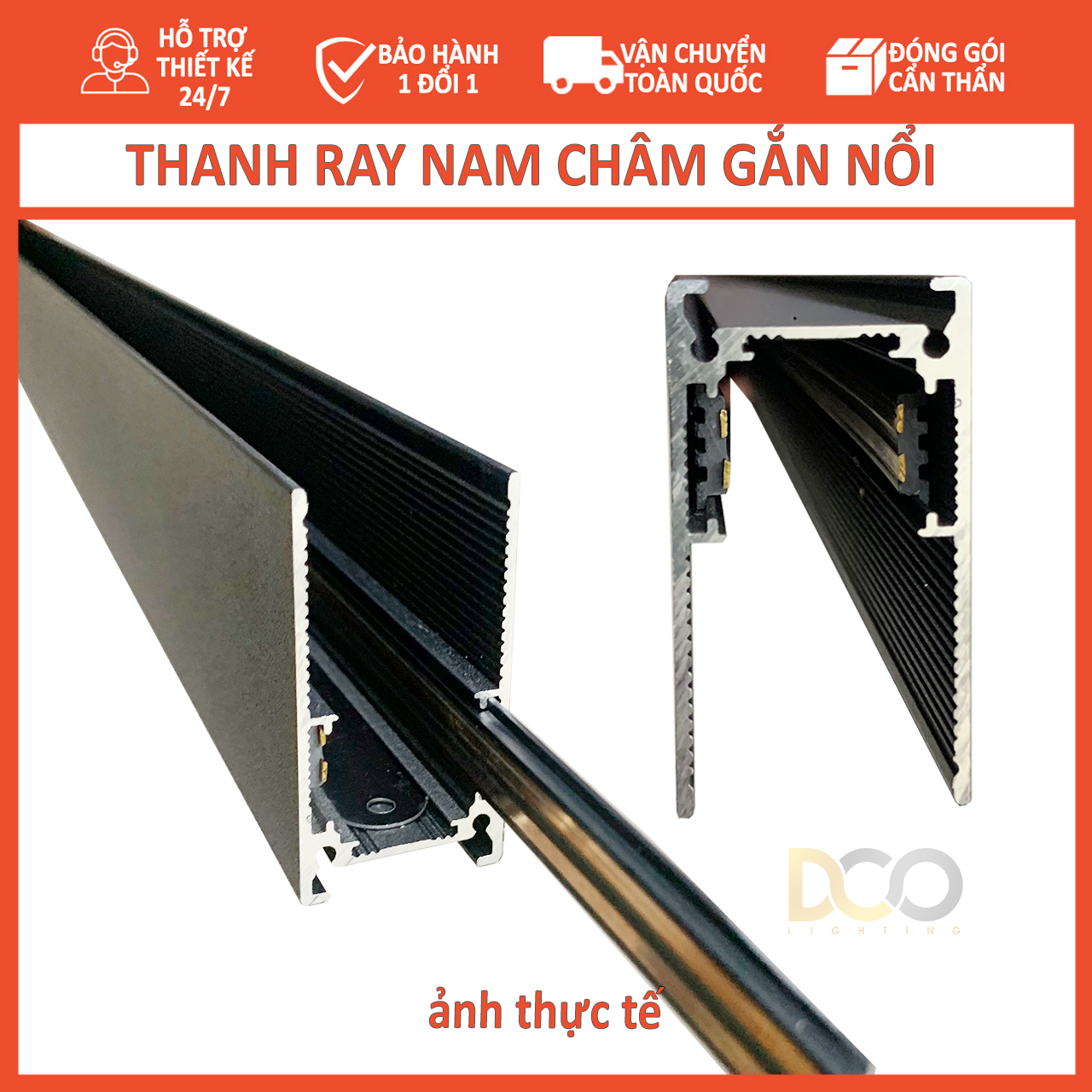 Thanh ray nam châm nổi, treo thả lắp đèn ray nam châm, nhôm đúc sơn tĩnh điện màu đèn có phụ kiện đi kèm