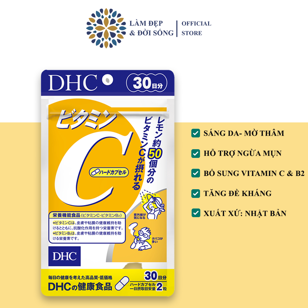 Viên uống DHC Bổ sung Vitamin C Nhật Bản hỗ trợ làm sáng da