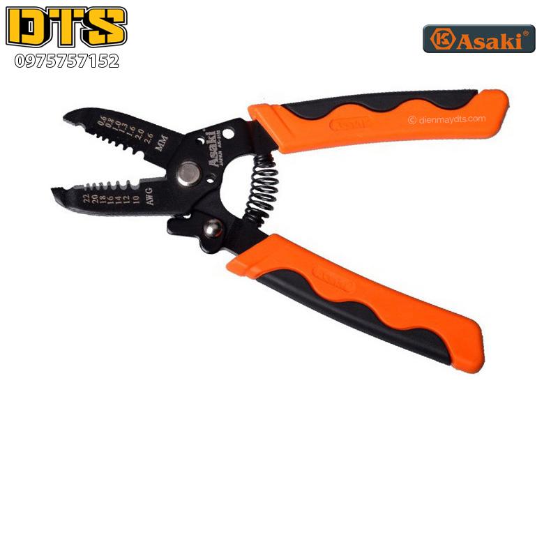 Kìm tuốt dây điện tự bung asaki ak-9100 6inch-165mm