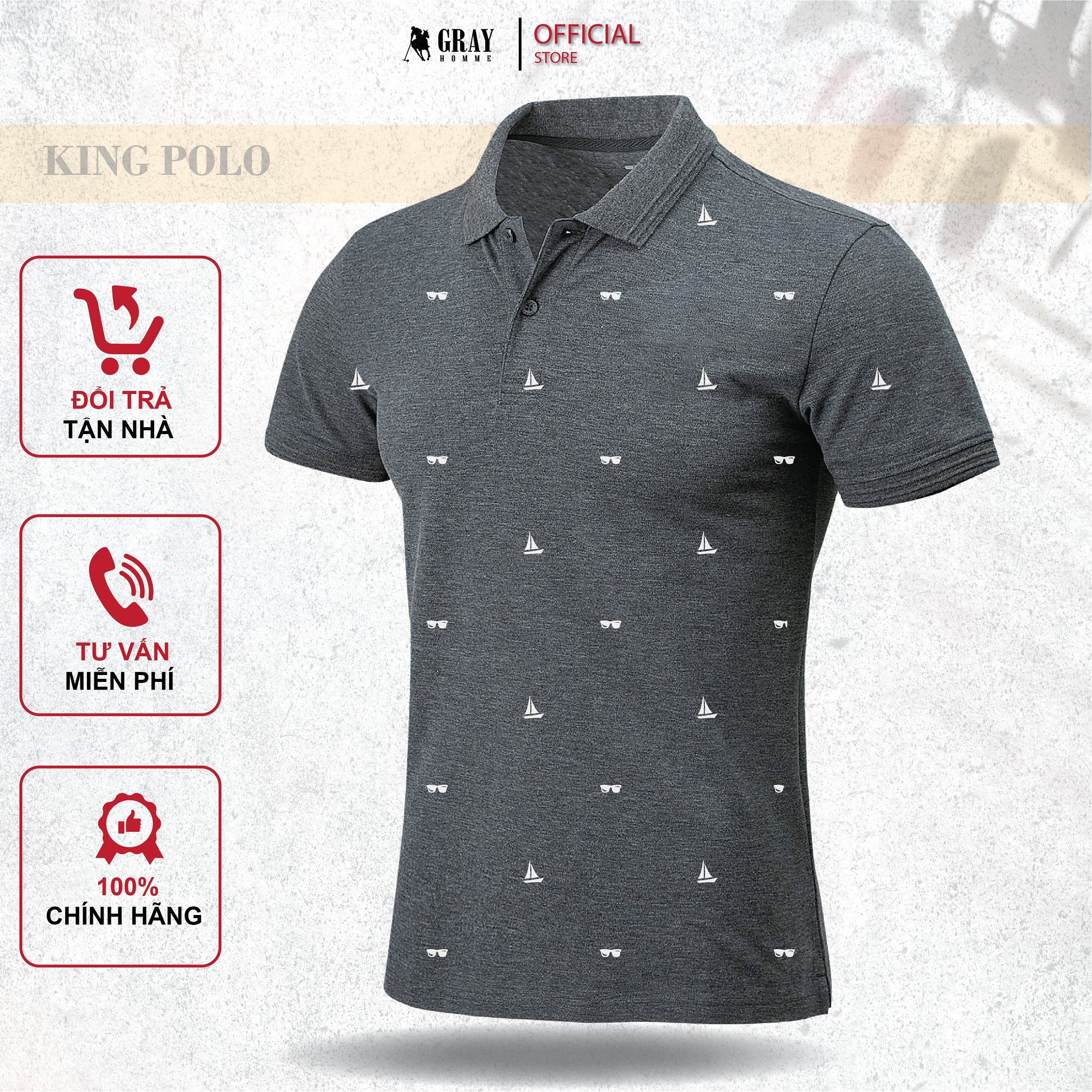 Áo Polo nam GrayHomme vải Cotton cá sấu cao cấp xuất xịn dệt bo dày chuẩn form áo thun cổ bẻ tay ngắn ( POLOMAN TPG103 )