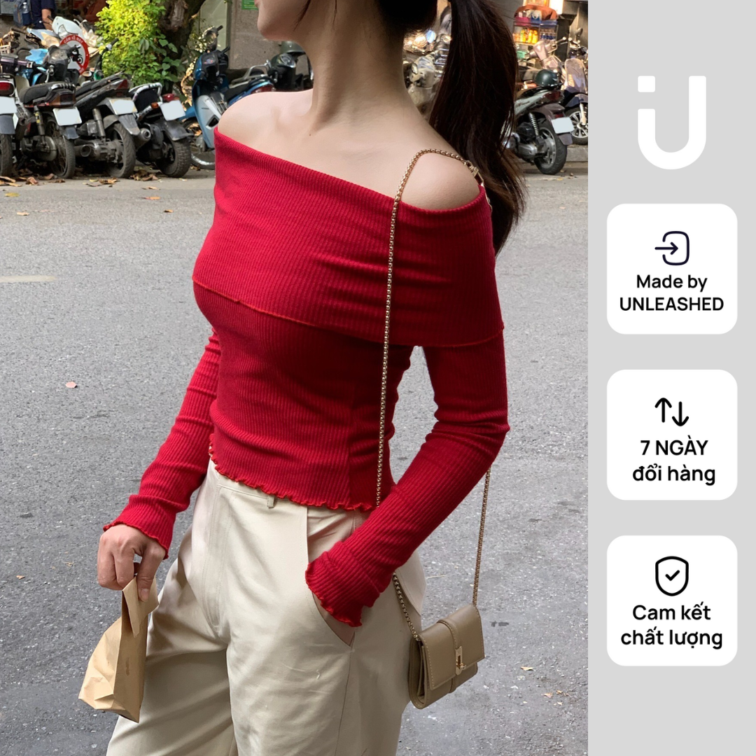 Áo always trễ vai len gân mềm mại tôn dáng unleashedvn always off shoulder ribbed top