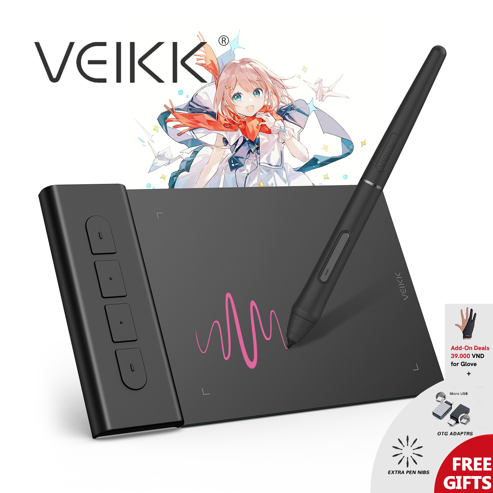 VEIKK Creator Pop VK430 4x3 Inch Ultra-thin Portable OSU! Pen Tablet Digital Drawing Tablet Graphics Tablet Drawing Pad with 8192 Levels Battery-Free Stylus and 4 Customized Express Keys Compatible with Windows, Android, Mac and Chromebook