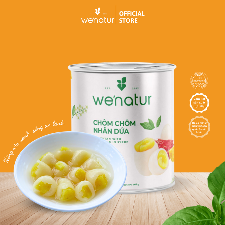 Chôm chôm nhân dứa ngâm nước đường đóng lon we'natur 565g