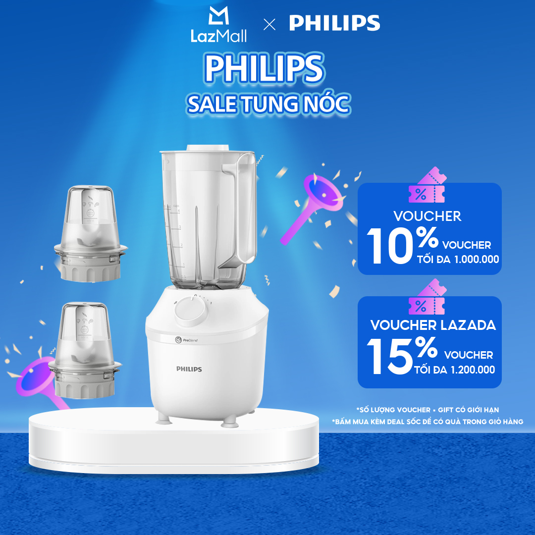 Máy Xay Sinh Tố Philips HR2041/30|450W|xay nhuyễn đá trong 45s| BH 2 năm - Hàng Phân Phối Chính Hãng