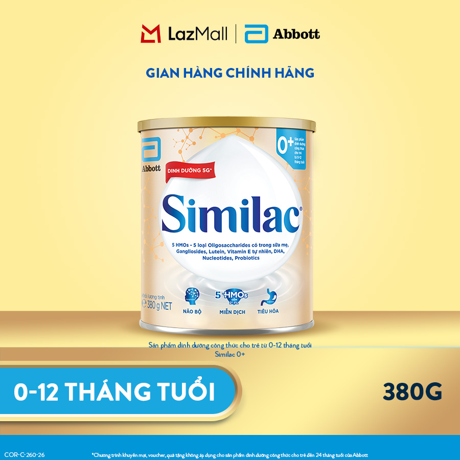Sữa bột Similac 5G 0+ 380g cho trẻ từ 0-6 tháng