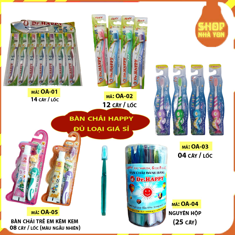 Bàn chải đánh răng Dr.Happy các loại lông mềm mịn lấy sạch mảng bám trên răng dùng đươc cho trẻ em, người lớn