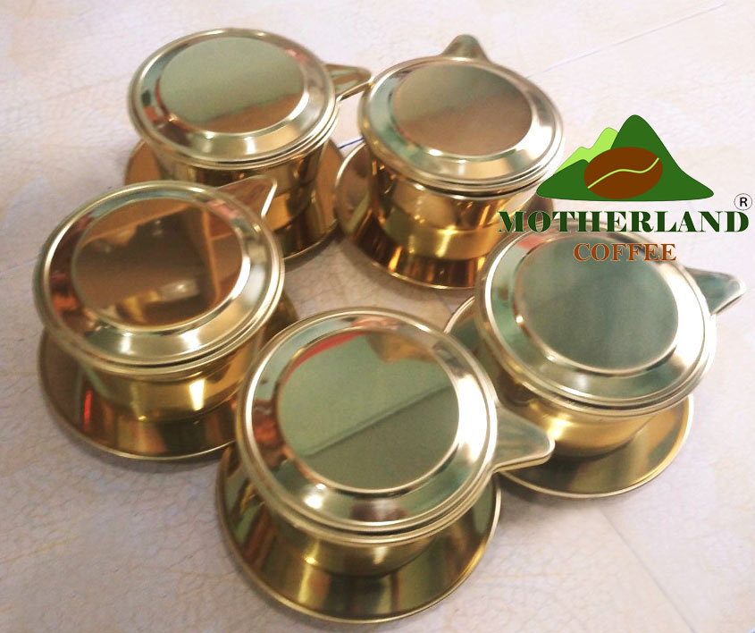 Phin cafe inox lớn mạ vàng pha 150g bột cà phê