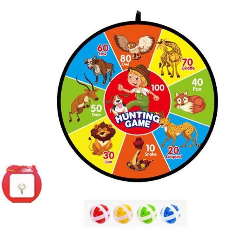 Đồ chơi ném phi tiêu, banh gai cho bé: ném bóng dính ghi điểm. BIDIKID Bảng lớn, 8 bóng ném