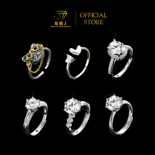Nhẫn bạc cao cấp gia bảo jewelry chuẩn bạc 925 xi bạch kim cao cấp