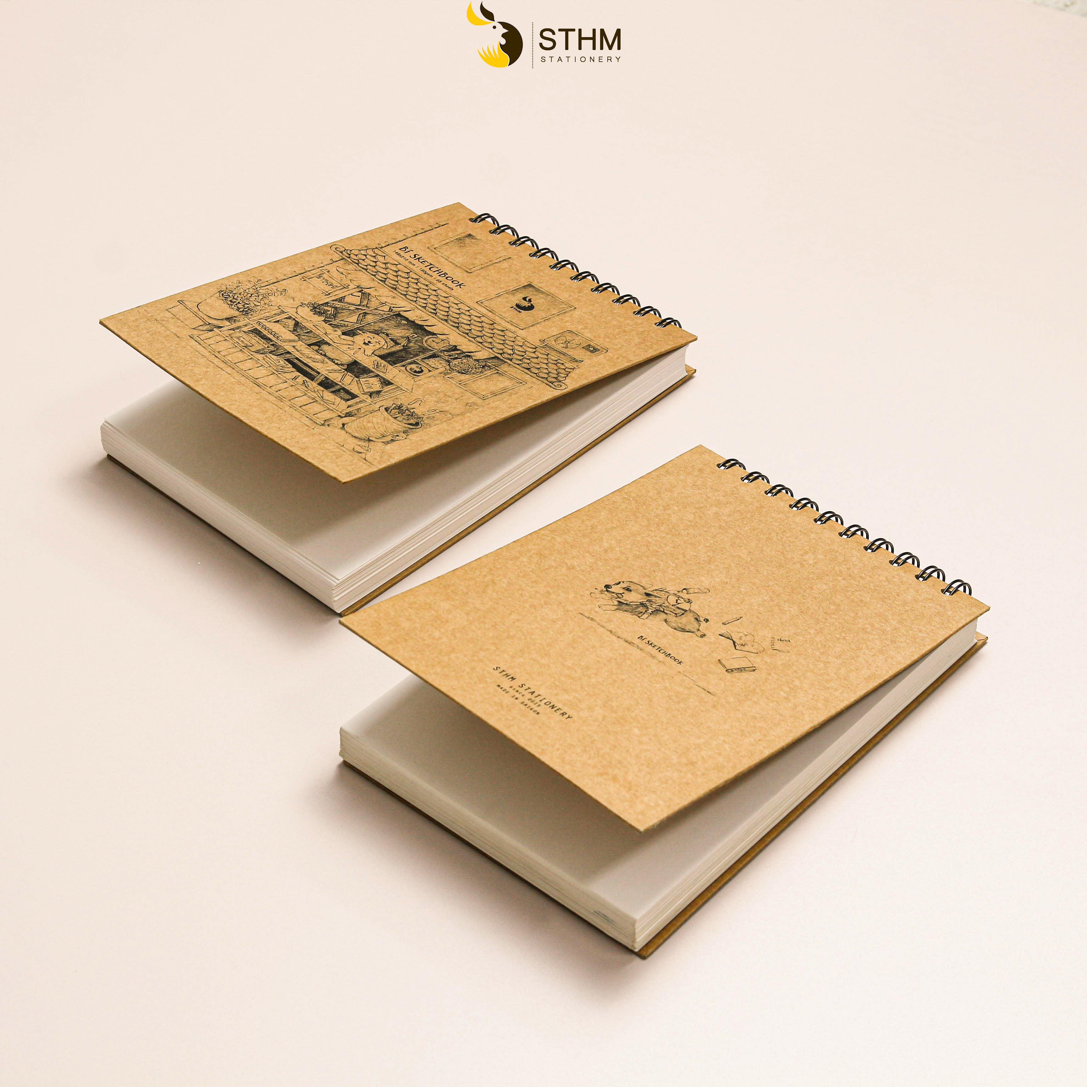 Bí sketchbook - sổ tay vẽ giấy kem 190gsm - Bìa bồi carton - STHM stationery