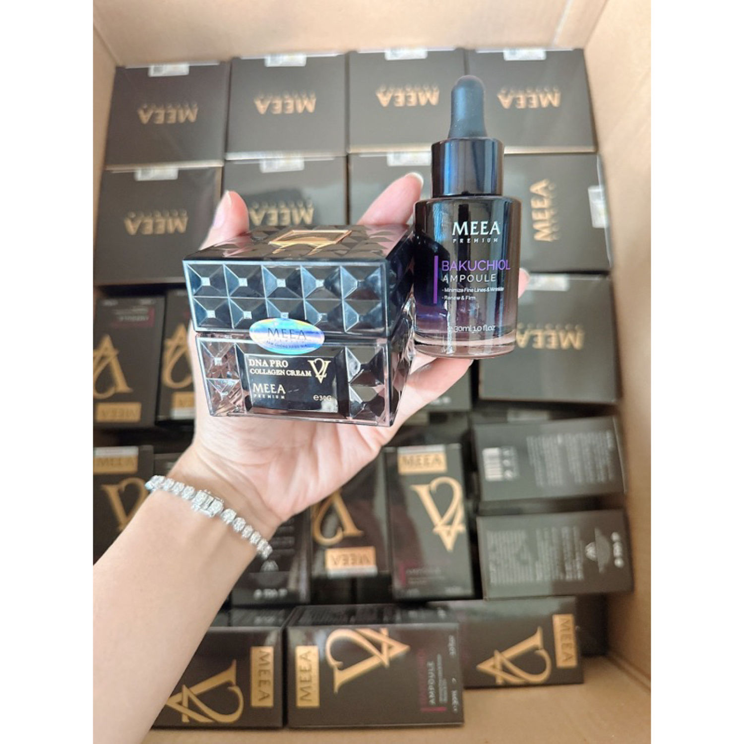 Combo tinh chất dưỡng da bakuchiol & kem face dna collagen ver 2 - meea