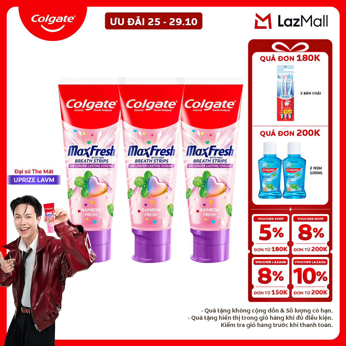 Kem đánh răng Colgate MaxFresh hương nhiệt đới, tinh thể cầu vồng the mát 100g/tuýp