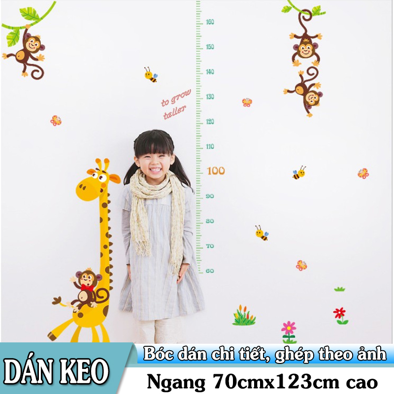Decal trang trí tường - Thước Đo Hươu và Bày Khỉ Nâu tinh nghịch mới