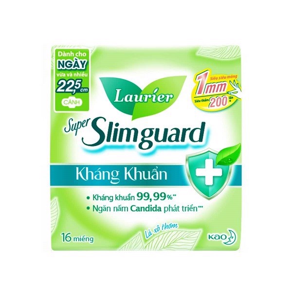 BVS Laurier Super Slimguard Kháng khuẩn 22.5cm 16 miếng