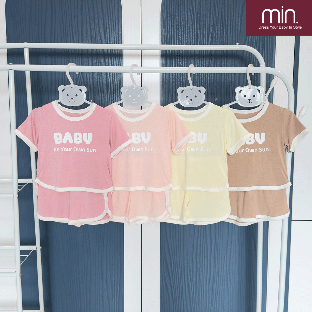 Bộ Cộc Tay Bé Gái Anminaza Vải Sợi Tre Co Dãn Thoáng Mát - Hàng Chính Hãng AMI0355