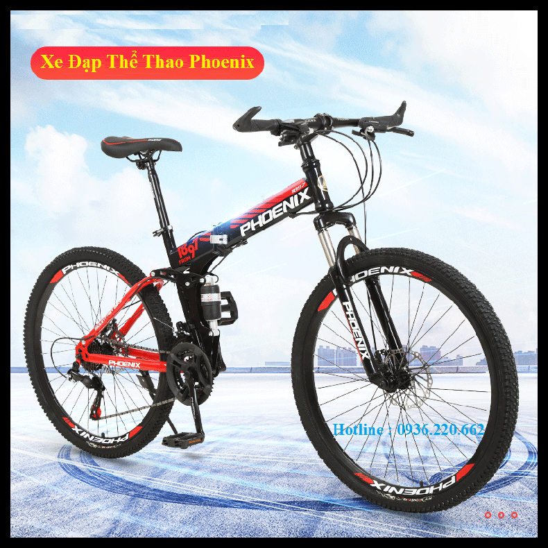 Xe đạp thể thao Phoenix 26 inch gấp gọn, xe đạp thể dục 24 tốc độ cao cấp có nhiều loại vành đúc vành căm, đa dạng màu sắc - Có Ảnh Thật