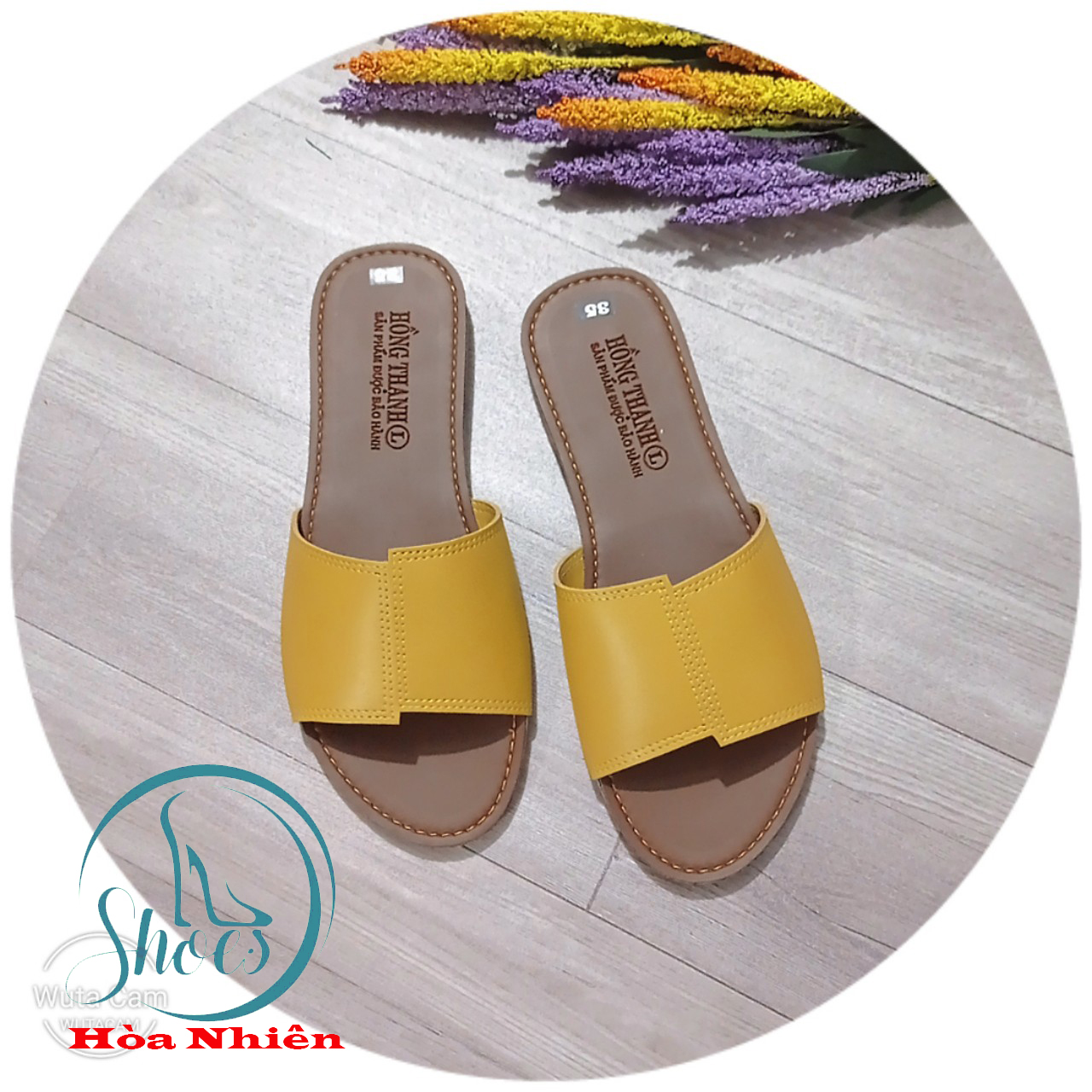 Dép da nữ đế bằng siêu bền