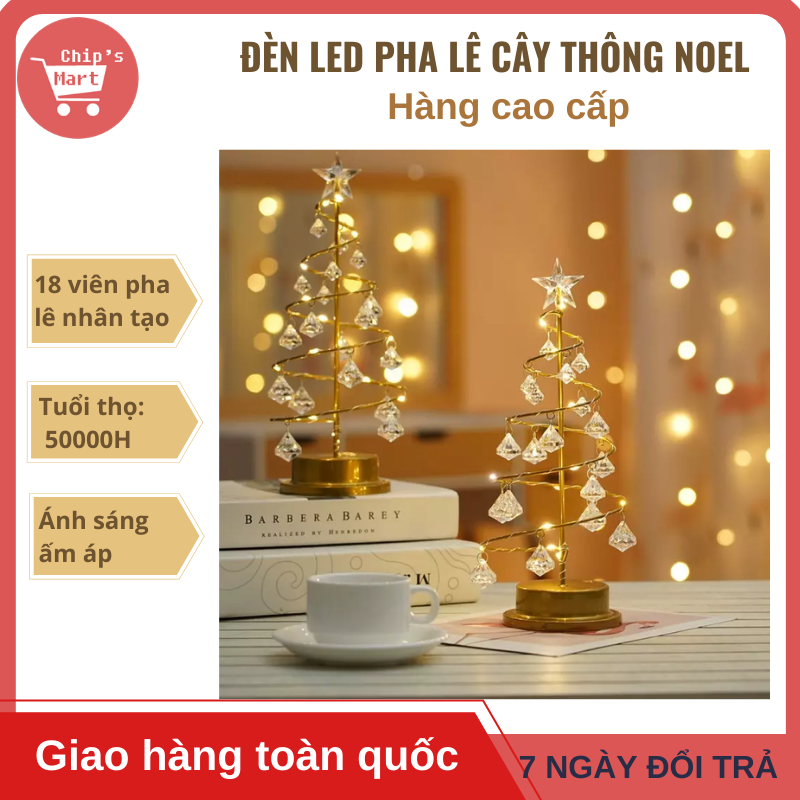 [Mới-Lạ] Đèn LED Pha Lê Cây Thông Noel – Ánh sáng pha lê lấp lánh ấm áp - Thích hợp làm đèn ngủ hoặc trang trí không gian nhà ở