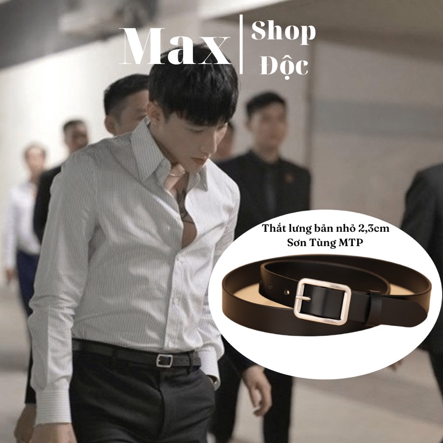 Dây thắt lưng bản nhỏ sơn tùng 2.3cm đục lỗ may viền - dây nịt lưng nam nữ kiểu hàn quốc 2.3cm chữ nhật lỗ maxshopdoc