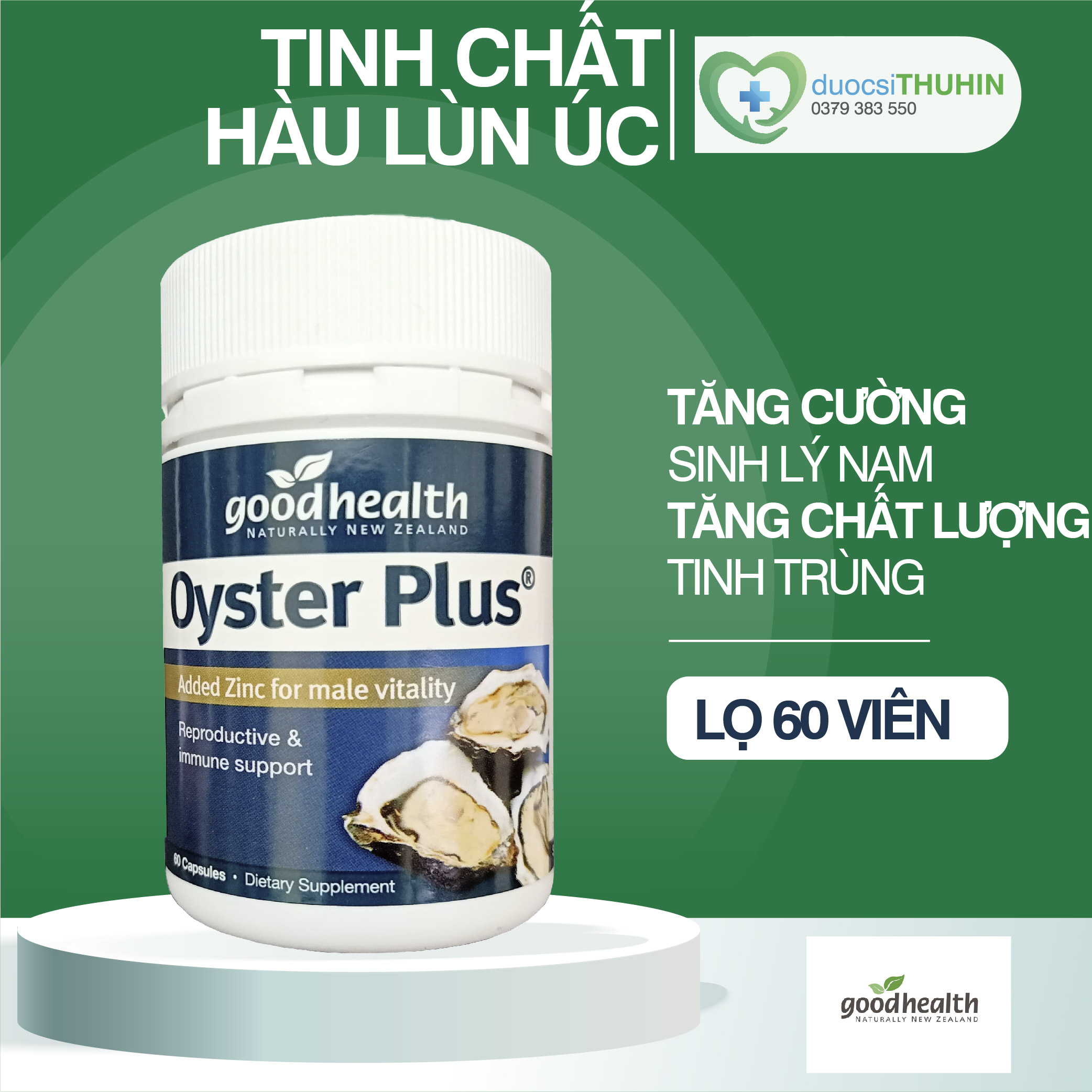 Tinh Chất Hàu Lùn Úc Good Health Oyster Plus Tăng Cường Sinh Lý Nam, Cải Thiện Tình Trạng Xuất Tinh Sớm, Tăng Chất Lượng Tinh Trùng, Giảm Rối Loạn Cương Dương, Tăng Khả Năng Thụ ThaI