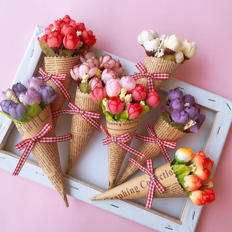 Bó hoa tuylip nhỏ 20cm phụ kiện chụp ảnh Camcamvintage