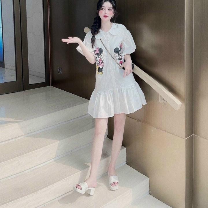 Đầm nữ dể thương, đầm nữ chữ A, đầm đuôi cá dáng suông màu trắng chất liệu vải kate lụa cao cấp thích hợp đi chơi đi du lịch đầm dự tiêc đầm suông thời trang Girly store