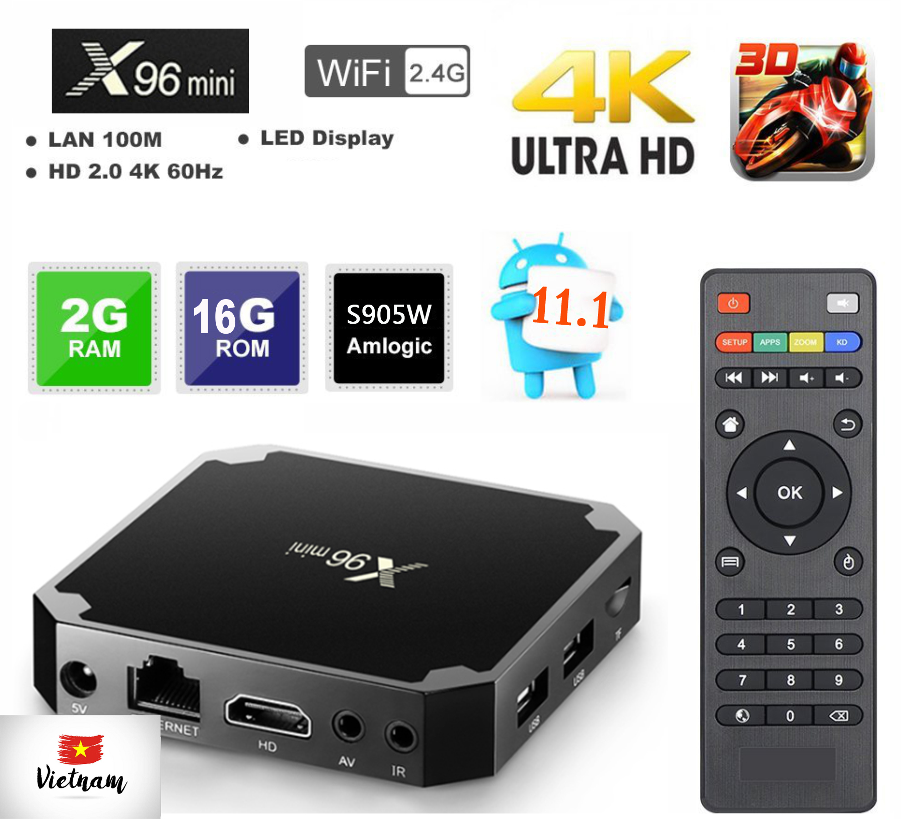 Android tivi box X96 mini 2g Ram ROM 16G Rom - KẾT NỐI WIFI KHÔNG DÂY, CÀI HẾT ỨNG DỤNG XEM TIVI, YOUTUBE, KARAOKE
