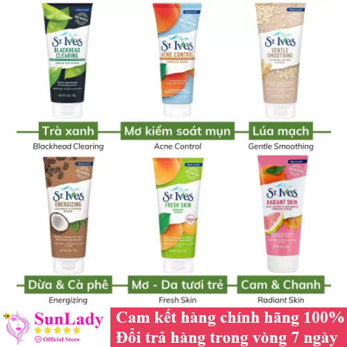 Sữa rửa mặt tẩy tế bào chết tẩy mụn St.ives 170g