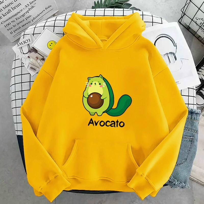 Áo Hoodie nam nữ có in hình trái bơ trên áo chất vải nỉ ngoại Hàn Quốc from rộng tp4855