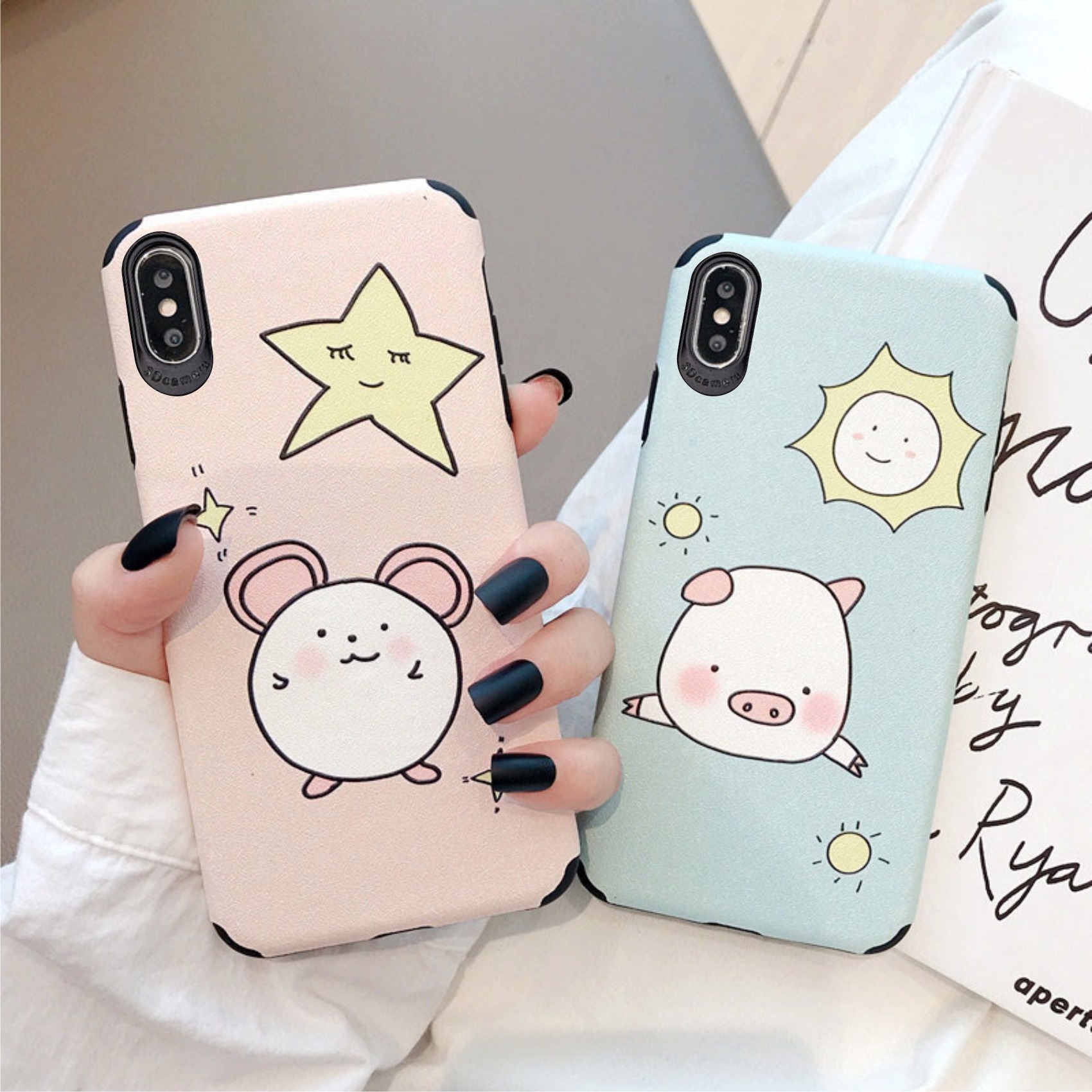 Ốp lưng da imd pig cartoon