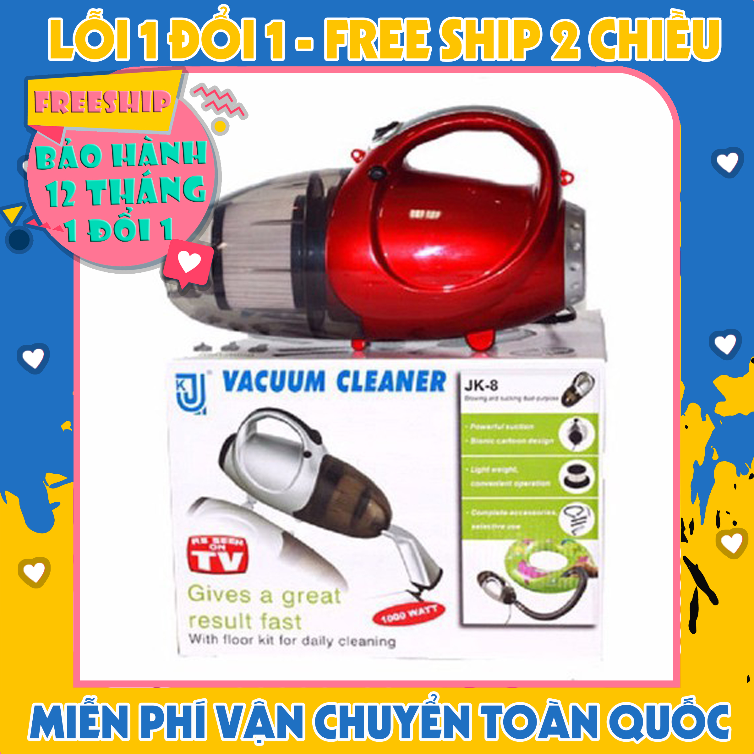 Máy hút bụi đa năng 2 chiều Vacuum Cleaner JK8 - Máy hút bụi thổi bụi cầm tay 2 chiều Vacuum Cleaner 1000W cực mạnh